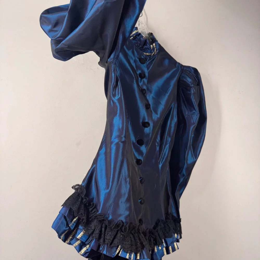 Recollections Victorian Steampunk Blue Taffeta Lace 2 Piece Skirt Set Womens S